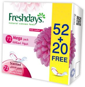Freshdays Daily Comfort Daily Pantyliners Scented Mega Pack (with 20 Free) 72Units