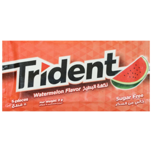 Trident Watermelon Sugar Free Chewing Gum 8g - 5Pieces